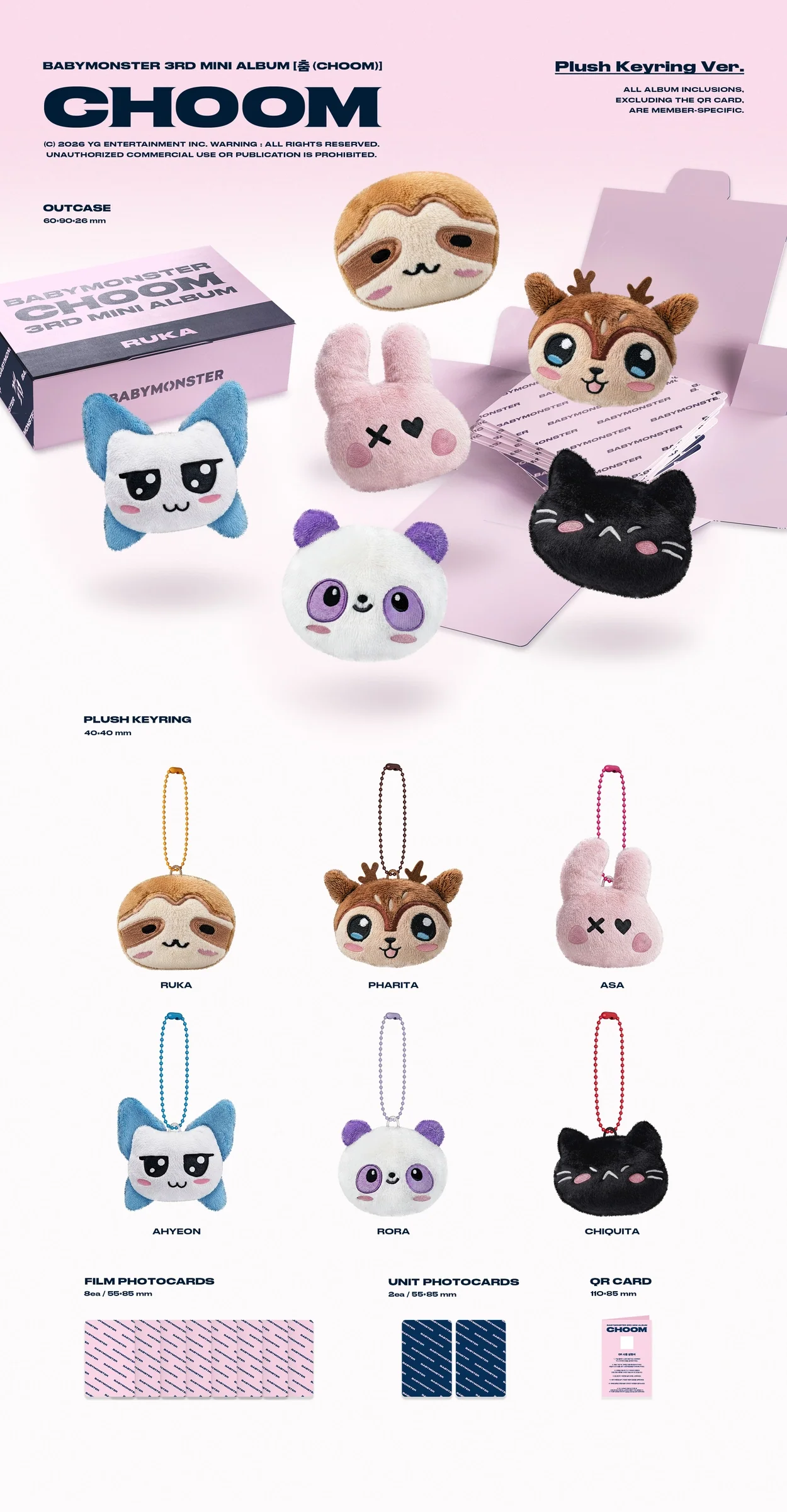 [PRE-ORDER] BABYMONSTER - CHOOM (Plush Keyring Ver.) - Image 2